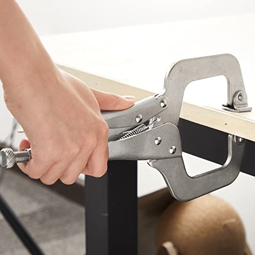 Image of 4 Pcs Locking C Clamp Set, Locking Pliers with Fixed and Swivel Pads, 6 Inch, 9 Inch, 11 Inch, Metal Tools Welding Clamps for Home Farm