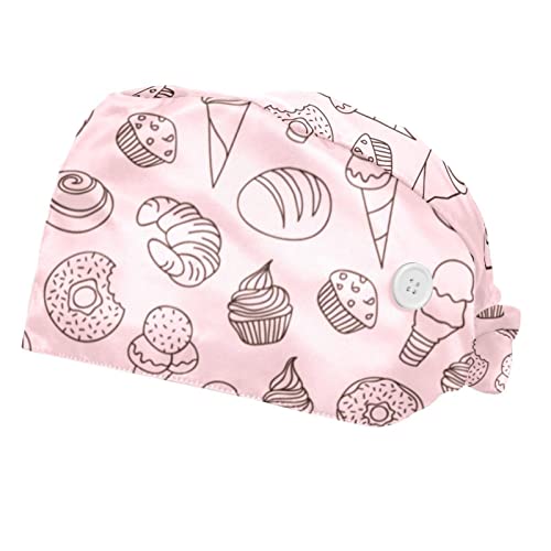 Casquettes de travail respirantes JDEZ contre la chaleur en cuisine avec motifs cupcakes