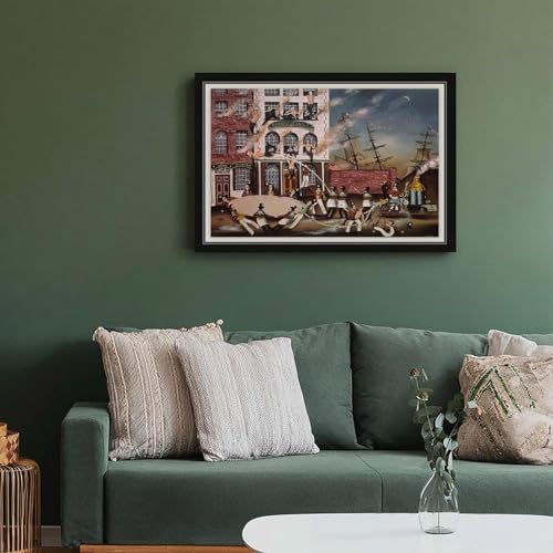 Impression sur toile Fire at Mermaid Inn Ralph Eugene Cahoon cadre suspendu - 6