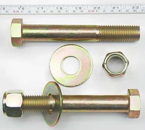 Image of 7 /8 inch x 6 inch Hex Head Bolt by Color Galvanization with Nylon Lock nut and Large Size Washer Assortment Kit,Alloy Steel,Grade 8.(4pcs Pack),by Metalsuberg