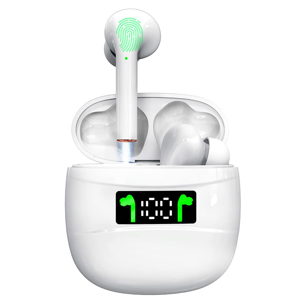 Bluetooth Headphones Wireless Earbuds Over Ear Buds Sports Earphones Deep Bass with LED Power Display Headset Light-Weight Earbud