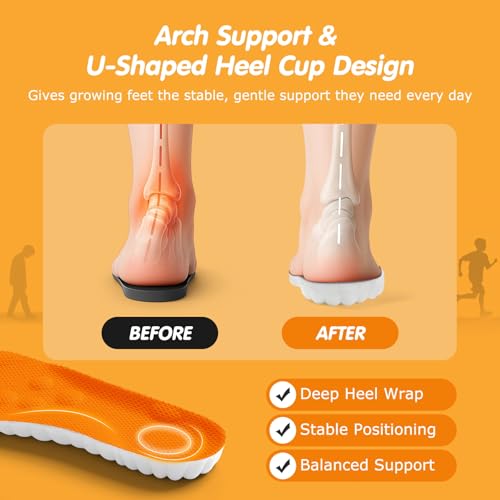 Image of 4D Cloud-Soft Comfort Insoles for Kids and Youth - Trim-to-Fit Insoles with Arch Support and Shock Absorption - Breathable Memory Foam Kids Shoe Inserts Designed for Growing Feet (US Youth 1.5Y -2.5Y)