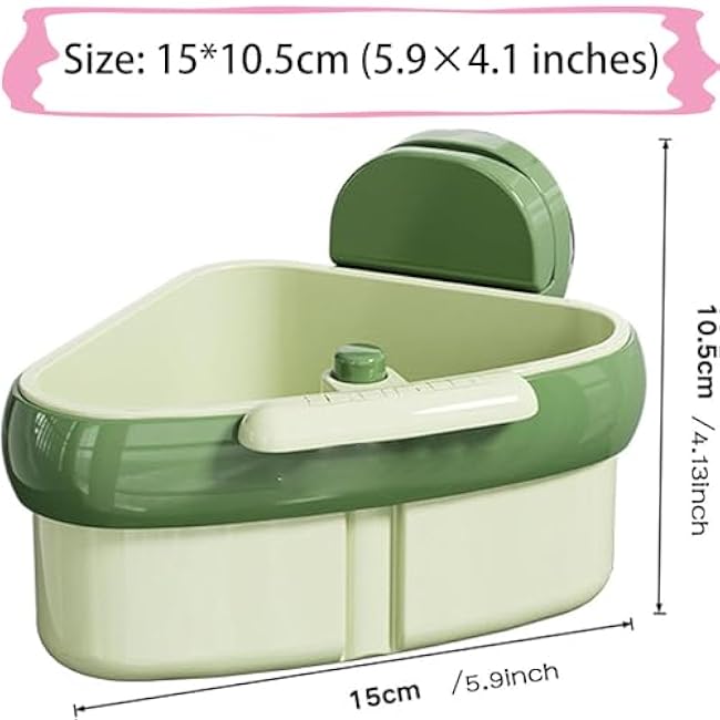 Cureaway Suction Cup Sink Corner Rack,Cureaway Suction Cup Sponge Holder,Cureaways Corner Sink Strainer,Triangle Suctions Cups Storage Rack,Say bye to Food Scraps,with Fine Mesh Drain Hole (Yellow)