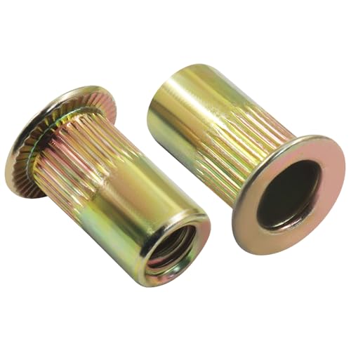Opfiue 100PCS #10-24 Rivet Nuts,Zinc Plated Carbon Steel Nutsert Threaded Inserts,Durable Insert Nuts for DIY Projects/Engineers