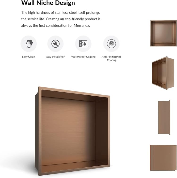 Niche de douche acier inoxydable encastrable étanche pour rangement mural de douche