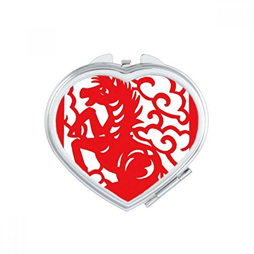 Miroir de maquillage cheval zodiaque chinois chic en format compact pour retouches élégantes