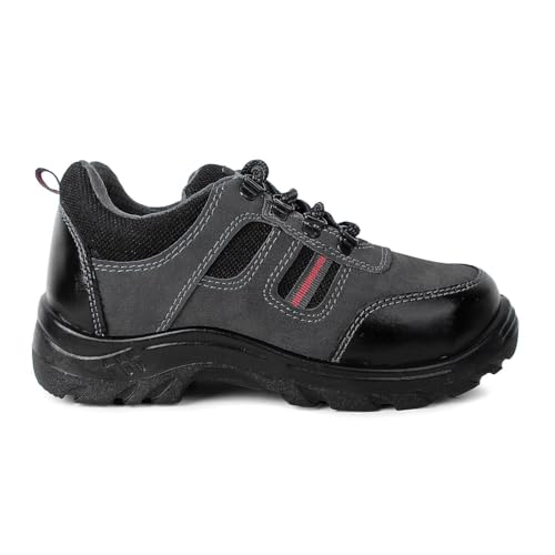 Image of AYOKA A 906 Steel Toe Safety Shoes for Men | Synthetic Leather Upper | Durable PVC Sole | Industrial Work Footwear | Heavy Duty Work Safety Shoes with Slip Resistant | 1 Inch Heel - Grey