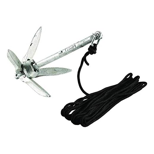 attwood 11959-1 Universal 3lb Marine Grapnel Folding Anchor with 20-Foot MFP Rope and Mesh Storage Bag