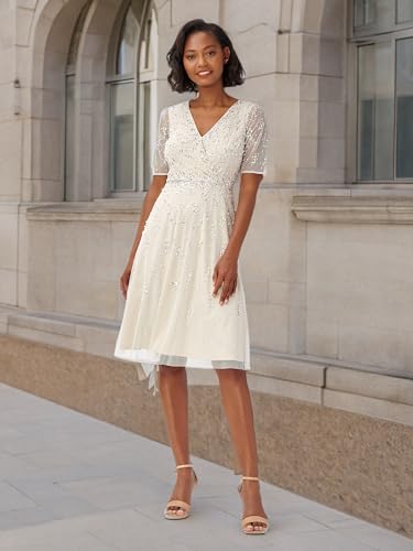 Image of Adrianna Papell Women's Beaded Tea Length Dress