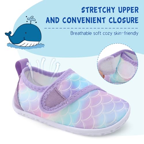 Image of LeIsfIt Toddler Water Shoes Boys Girls Barefoot Aqua Socks Kids Breathable Quick-Dry Swim Shoes for Beach Pool Surf