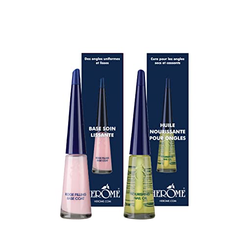 Herome - Tratamiento para Uñas Secas y Quebradizas | Pack 1 Aceite Hidratante + 1 Esmalte Capa Base, Nutre y Evita Despigmentación
