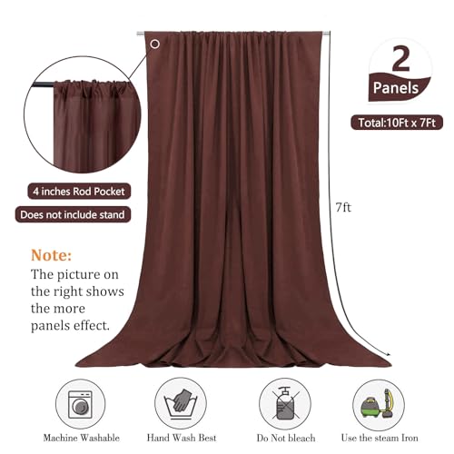 Image of 10 x 7 Feet Brown Backdrop Curtain for Partie, Background Curtains for Photoshoot, Birthday, Wedding, Halloween, Thanksgiving, Christmas, New Year Party Decorations 5Ft x 7Ft, 2 Panels
