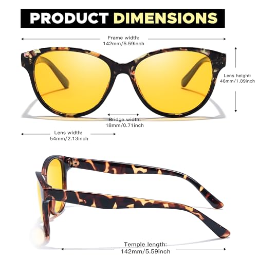 LVIOE Night Vision Glasses for Driving Women Men Yellow Glasses for Night Driving Anti Glare Polarized N80913