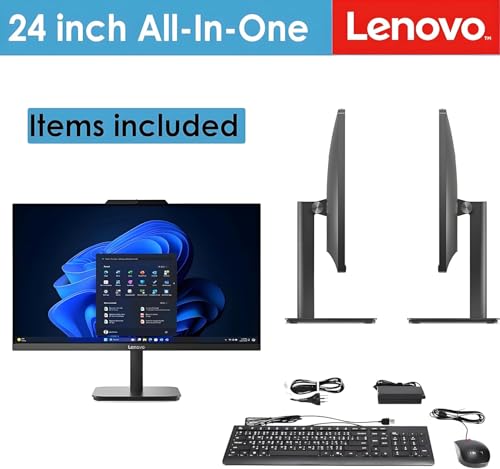 Image of Lenovo 24 All-in-One Desktop Computer, 16GB DDR4 RAM, 1TB PCIe SSD, Lifetime Office 365 for Web, Intel Processor, 23.8 inch FHD IPS Anti-Glare AIO, USB Keyboard & Mouse, Wi-Fi 6, Win 11, Charcoal