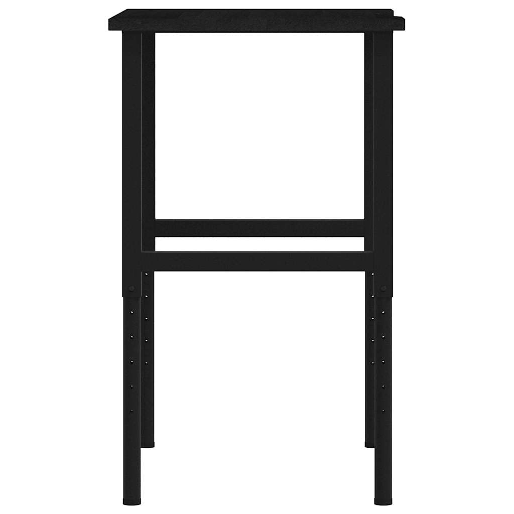 Banco de trabajo de roble macizo marrón oscuro, 80 x 60 x (71,5 – 98) cm, con estructura de metal resistente, gran área de trabajo para trabajos de bricolaje y accesorios de herramientas, versátil