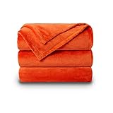 NANPIPER Fleece Blankets Super Soft Flannel King Size Blanket for Bed Luxury Cozy Microfiber Plush Fuzzy Blanket,Orange