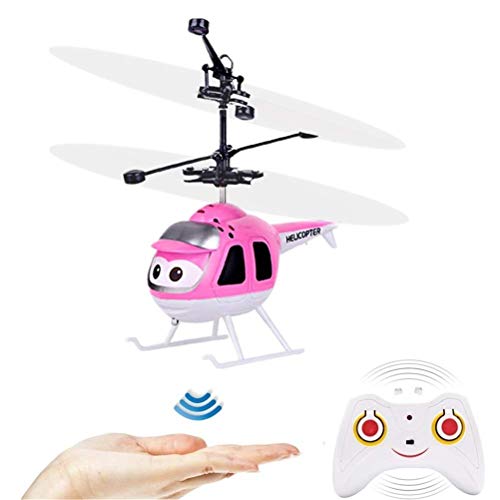 Preisvergleich Produktbild Creacom Intelligent Sensing Flying Toy, Cartoon Intelligent Sensing Flying Toy ferngesteuertes Hubschrauberspielzeug mit LED Light Pink