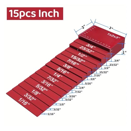 �}�C�N�����[�^�[ 9/15�̃Q�[�W�u���b�N�Z�b�g�A�A���~�����g���b�N/�C���`�����Q�[�W�u���b�N�A�Z�b�g�A�b�v�o�[�|�[�^�u���e�X�g�Q�[�W�u���b�N�A����c�[��(15pcs Red Inch)