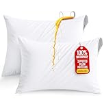 Utopia Bedding Waterproof Pillow Protectors Zippered Queen Size (2 Pack, White), Zippered Pillowcases, Bed Bug Proof Pillow Encasement Covers 20 x 28 Inches