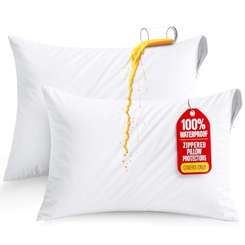 Utopia Bedding Set of 2 Waterproof Pillow Protectors Zipper