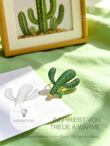 Broche de cactus verde para mujer en metal esmaltado vintage 3