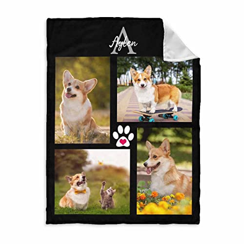 Artsadd Custom Dog Memorial Bed Blanket, Customized Pet Memory Throw Blanket with Pictures
