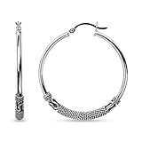 lecalla sterling silver jewelry ossidato balinese click-top work wear orecchini a cerchio per le donne