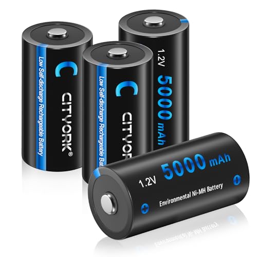Piles C rechargeables NiMH 5000 mAh taille C haute capacité avec boîtier
