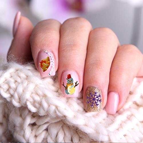 PIXNOR 5 Folhas Adesivos de Unhas de Natal Desenho Animado Floco de Neve de Inverno Adesivos de Unha