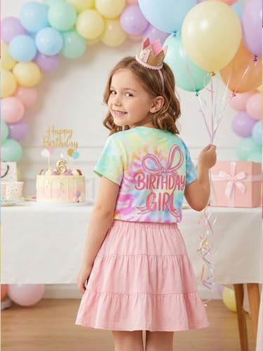 Image of YHHR Birthday Girl Shirt Tie Dye Girls Birthday Shirts 7-14 Year Kids Tops