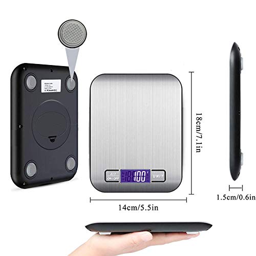 Keukenweegschaal Digitale 10KG, Digitale Keukenweegschaal Gram Küchenwaage Huishoudelijke Schaal met LCD Display Letter Schaal Digitale Kitchen Scale Zilver - Image 6