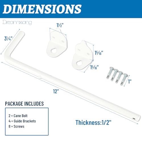 12\" Heavy Duty Cane Bolt Gate Drop Rod Hardware Ground Latch for Wood PVC Vinyl Metal Fences Gates, Double Doors, White Solid Steel -1 Pack - Thumbnail 2