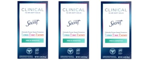 Secret Clinical Strength Soft Solid Sensitive Unscented Deodorant, 1.6 oz (Pack of 3)