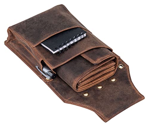 BelleBay Leder Kellnerbörse | Profi Kellnergeldbörse aus echtem weichem Leder | Taxibörse - Servicegeldbörse (Braun 1) Cover