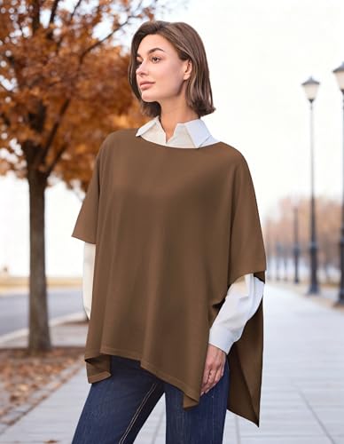 Image of PULI Women's Pullover Poncho Sweater Oversized Knit Layering Top Travel | Sleeveless and Layers Over Any Shirt At Home or Work