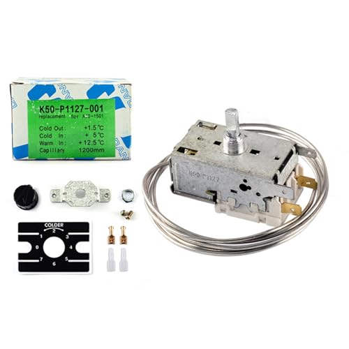 Image of Refrigerator Thermostat Temperature Controller K50 Model, 220-250V 3-Pin Replacement with 90cm Probe for Fridge, Freezer, Drink Cooler and Display Case Temperature Regulation