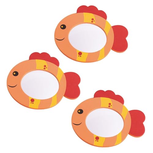 KSBBHDS 3 Pezzi di Specchio A Forma di Pesce in Schiuma, Specchio da Bagno Creativo, Cartone Animato per Bambini, Oggetti di Scena Educativi Interattivi.