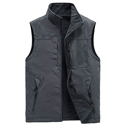 Chaqueta chaleco reversible de forro polar casual para senderismo y pesca deportiva