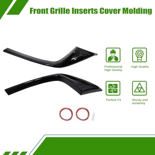Image of SecosAutoparts 2Pcs Front Grille Inserts Cover Molding ABS, Compatible with Mazda CX-5 CX5 2022 2023 2024, Gloss Black Exterior Accessories