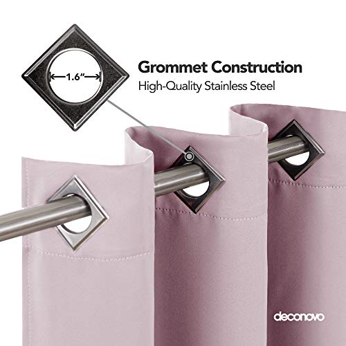 Image of Deconovo Lavender Pink Blackout Curtains for Bedroom Grommet Top Thermal Insulated Room Darkening Curtains 52x72 Inch 2 Panels