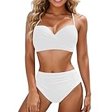 Bikinis Mujer Traje De Baño Mujer Bikini con Aros Sin Relleno Bañador 2025 Deportivo Palabra Honor Dos Piezas Short Braga Alta Fato Banho Conjunto Playa Negro Talla Grande Transpirable Brasileño 6XL