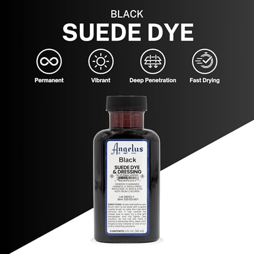 Angelus Suede Dye - Black - 3 oz Premium Liquid Dye for Suede, Nubuck, and Nappy Leather