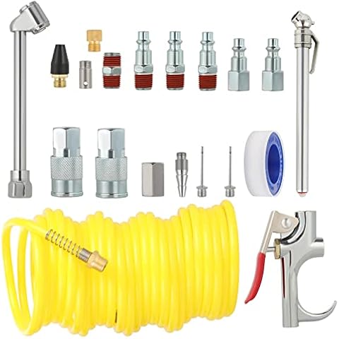 Fippy 20PCS Air Compressor Accessory Kit, Air Compressor Tool Includes Recoil Air Hose, Air Duster Blow Gun and Nozzles, Air Compressor Fitting Cover