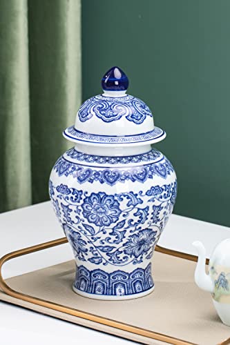 Blue and White Ginger Jars for Home Décor,Small Chinoiserie Porcelain, Good Ideal for Room, Office Decoration,9.8" H