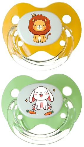 Playtex Baby Binky Orthodontic Pacifier with Air Comfort Shield, Medical Grade Silicone, Orange & Green, 2 Count