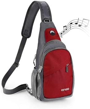 Elfhao Small Sling Bag Chest Shoulder Backpacks Waterproof Gym Outdoor Crossbody Daypacks For Women Men Kids, Red, One_Size