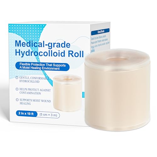 Medical Grade Hydrocolloid Roll for Wound Care – 2in x 10ft (3M) Adhesive Hydrocolloid Bandage, Cut-to-Size, Flexible, Waterproof & Ultra Absorbent, for Acne, Blisters, Burns & Minor Cuts