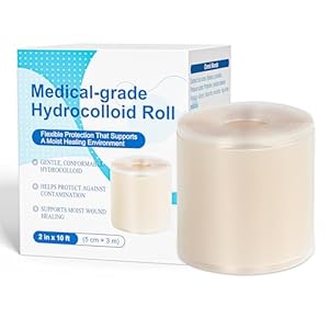 Rollo hidrocoloide de grado médico para el cuidado de heridas – Vendaje hidrocoloide adhesivo de 2 pulgadas x 10 pies (9.8 ft), cortado a medida, flexible, impermeable y ultra absorbente, para acné