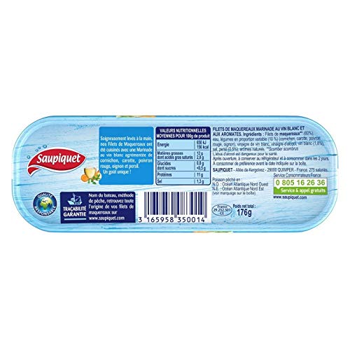 SAUPIQUET - Filets Maquereaux Vin Blanc Et Aromates 176G - Lot De 4