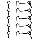 Sdstone Cabin Hook and Eye Latch Gate Door Swivel Window Latch Hook with Mounting Screws,Carbon Steel Door Hook Latch(1.7 inch, 5PCS)